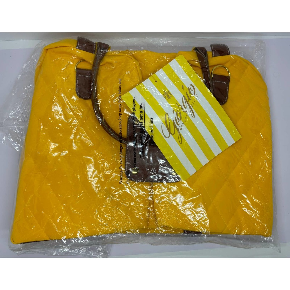 Giorgio Beverly Hills Gold Quilted Rare Duffle Bag Shoulder Bag New With Tags